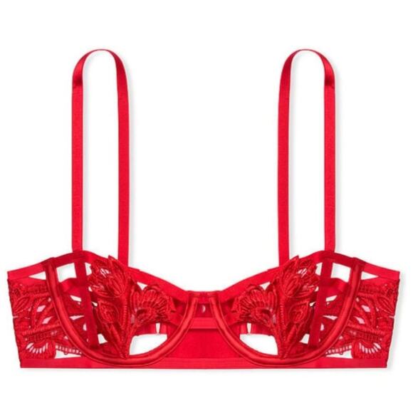VS VERY SEXY Strappy Embroidered Open
Cup Balconette Bra 34DD Red - Picture 4 of 8